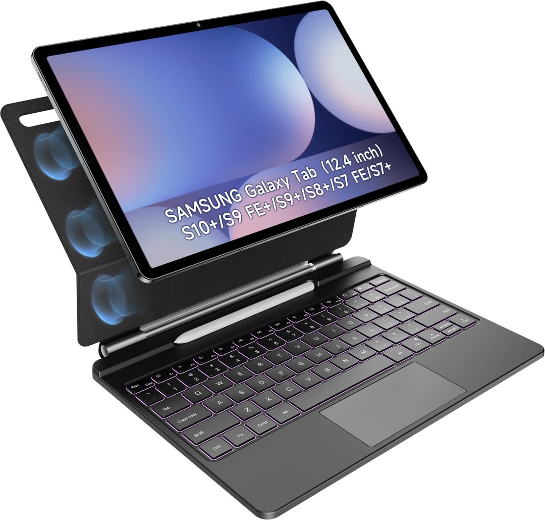 Samsung Galaxy Tab S10 Plus/S10 Plus 5G/ S9 Plus/ S9 FE Plus/ S9FE Plus 5G - Book Cover Keyboard - AI Key - Nordic