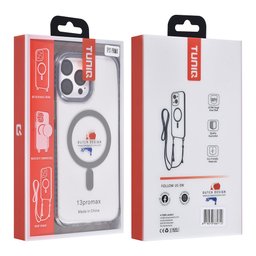 TUNIQ Zadní kryt pro iPhone 13 Pro Max — Šňůrka na krk — magsafe — barva: šedá 5