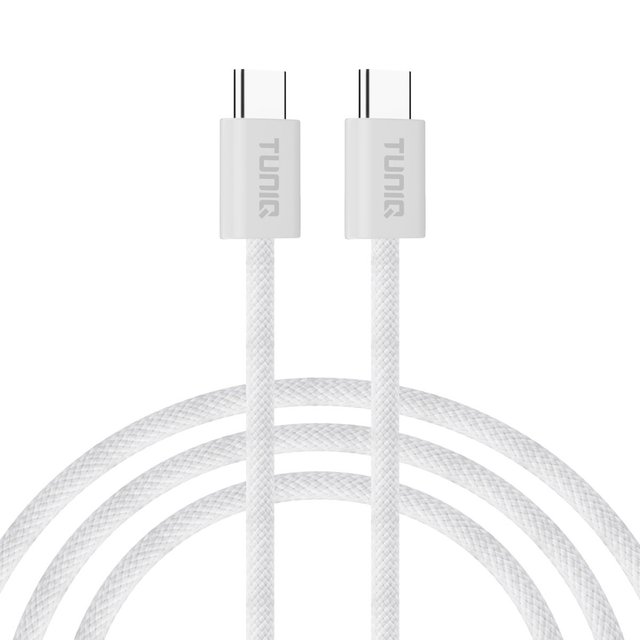 TUNIQ USB-C Na USB-C Kabel 200cm — Rychlonabíjecí kabel — barva: bílá