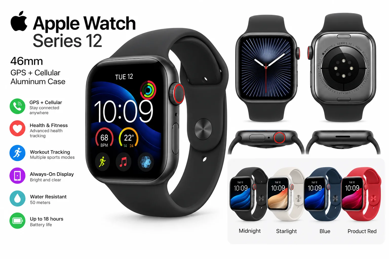 Apple Watch Series 12 46mm GPS+Cellular Aluminum Case